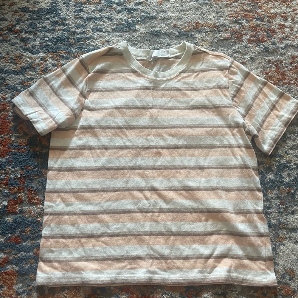 Full Tilt Kids Striped Tee - Cream and Tan
